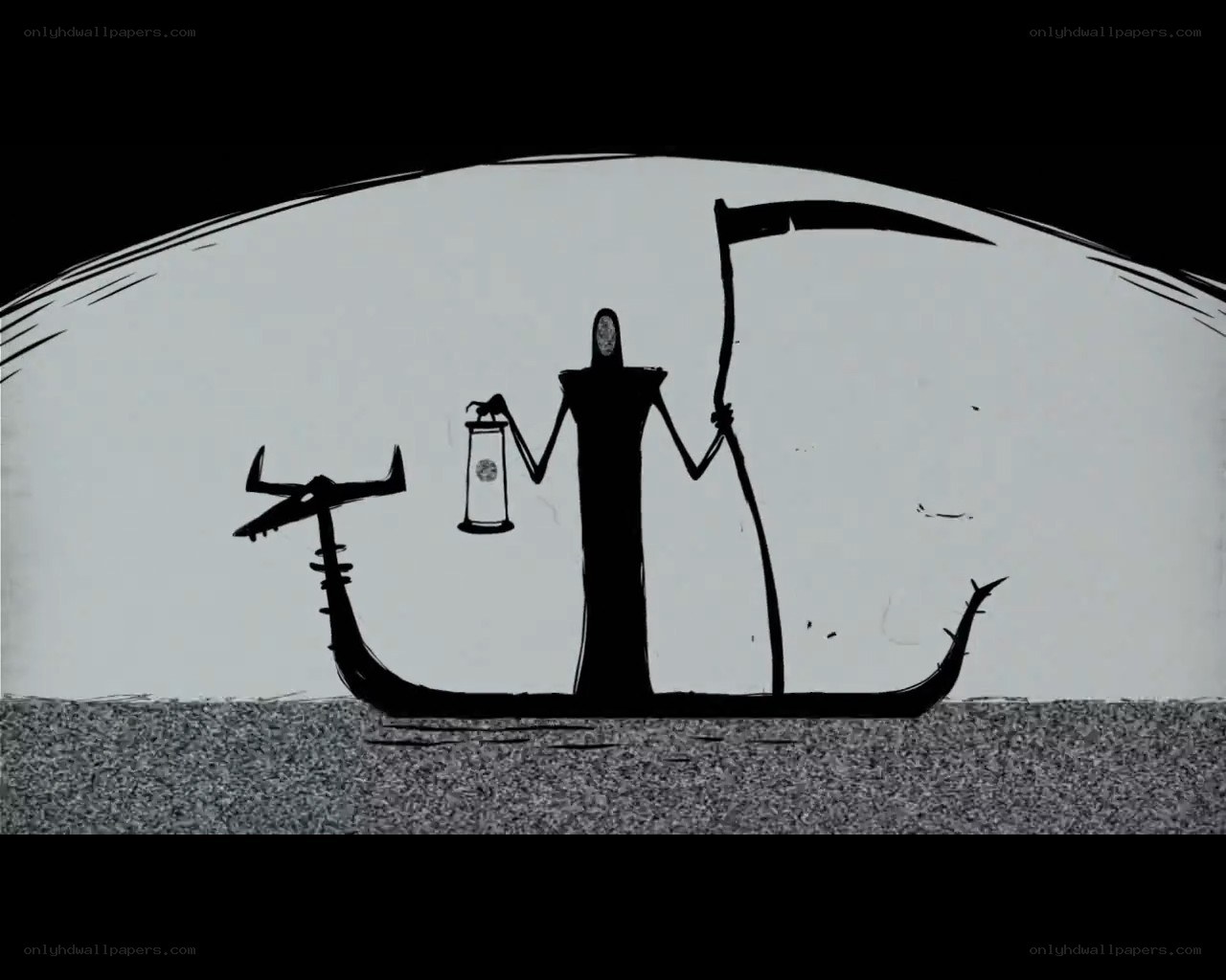 Grim Reaper in a boat