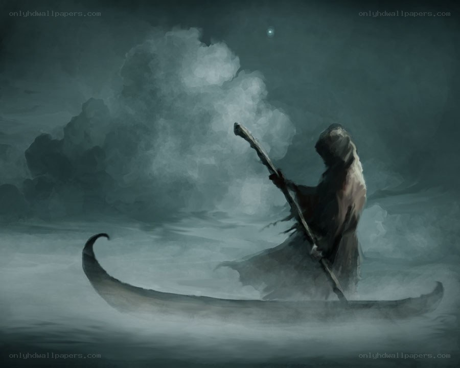 Grim reaper in a boat