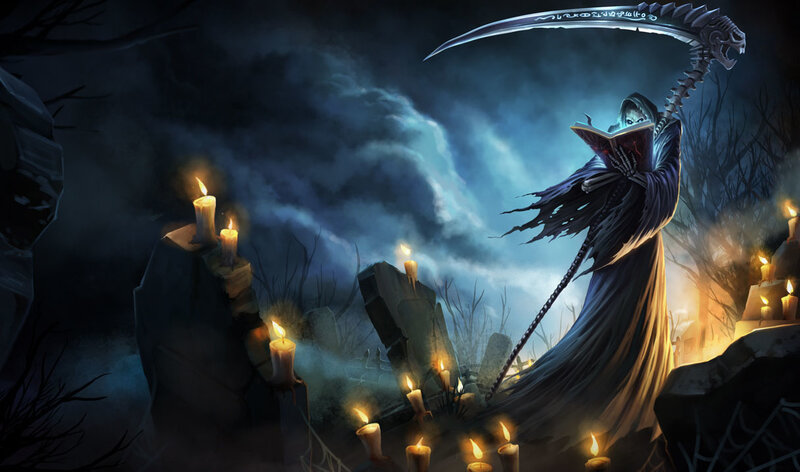 Grim Reaper in a cemetery