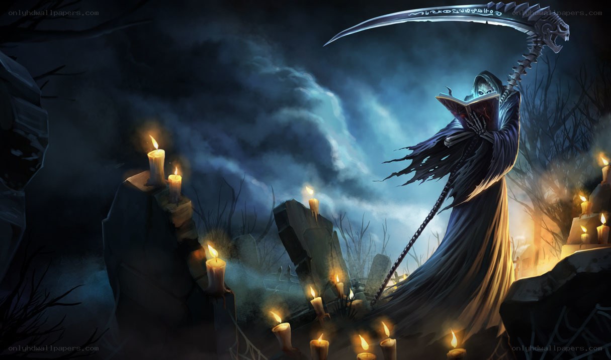 Grim Reaper in a cemetery