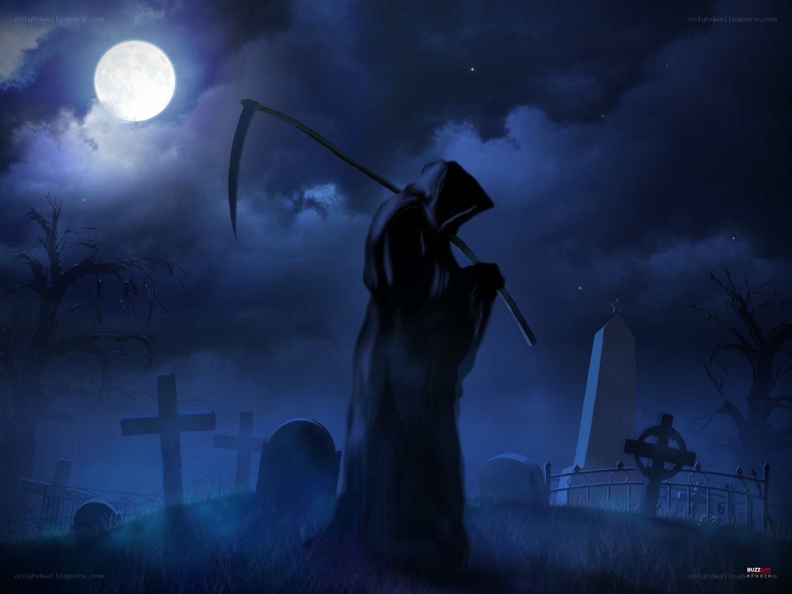 Grim Reaper in a cemetery