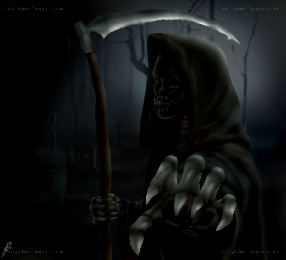 Grim Reaper in a cemetery