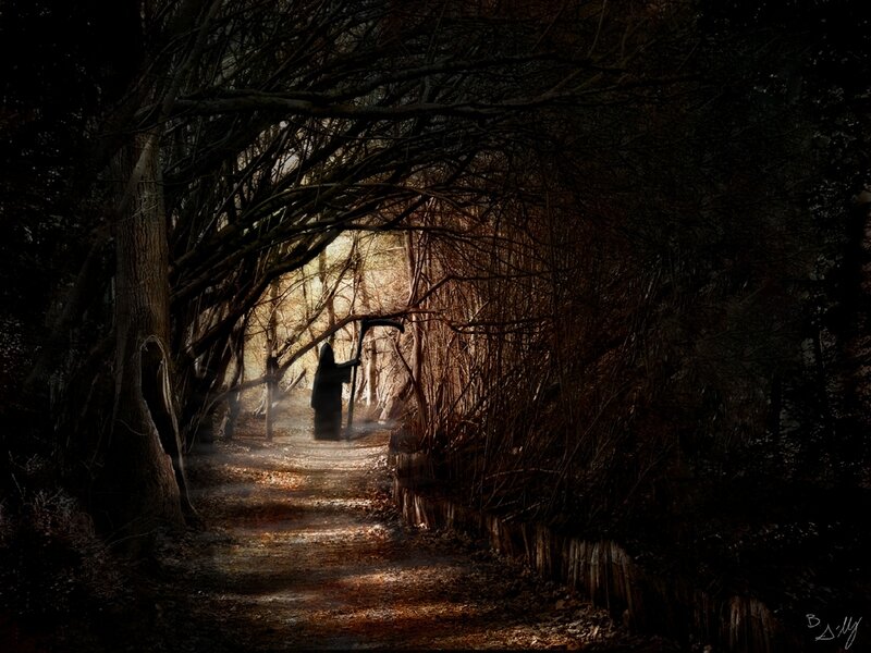 Grim Reaper in a dark forest