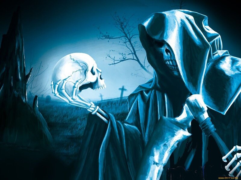 Grim Reaper in a graveyard