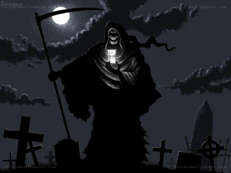 Grim Reaper in a graveyard