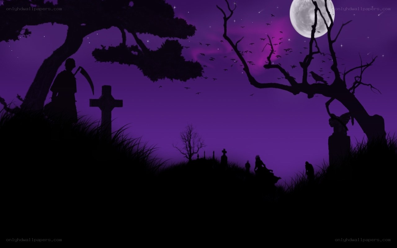 Grim reaper in a haunted graveyard