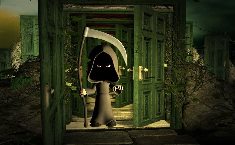 Grim Reaper in a haunted house