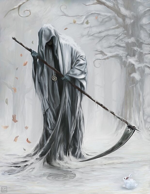 Grim Reaper in a snowy forest
