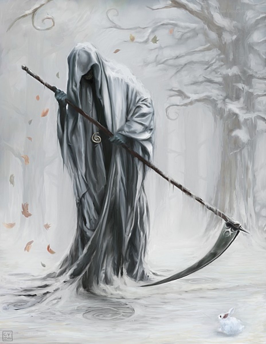 Grim Reaper in a snowy forest