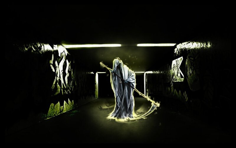 Grim Reaper in a tunnel