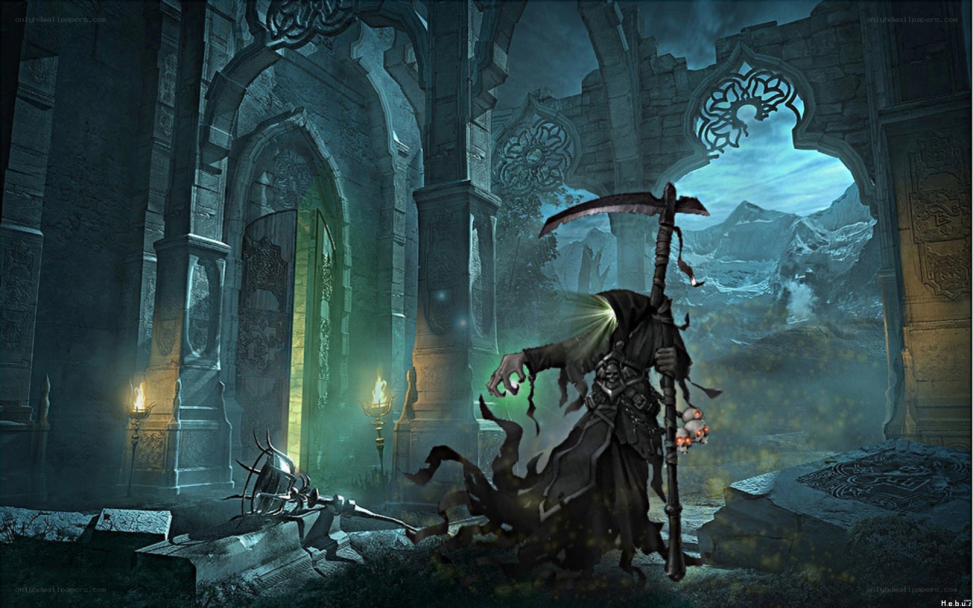 grim reaper in ancient ruins