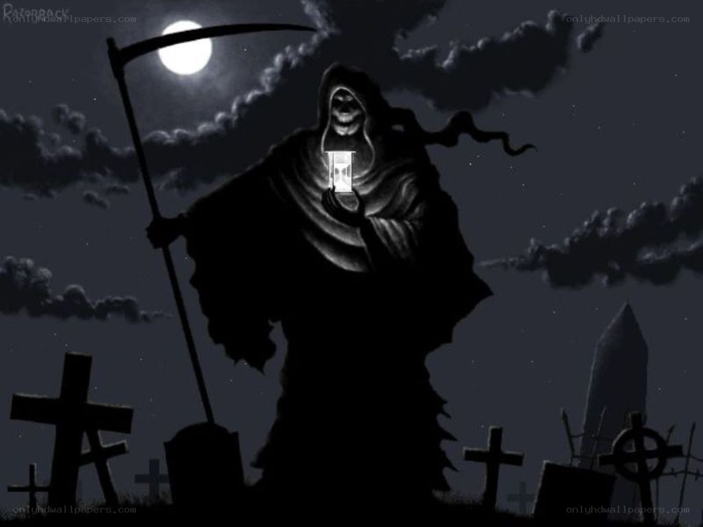 Grim Reaper in cemetery