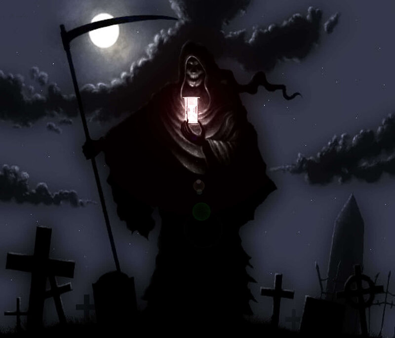 Grim Reaper in cemetery