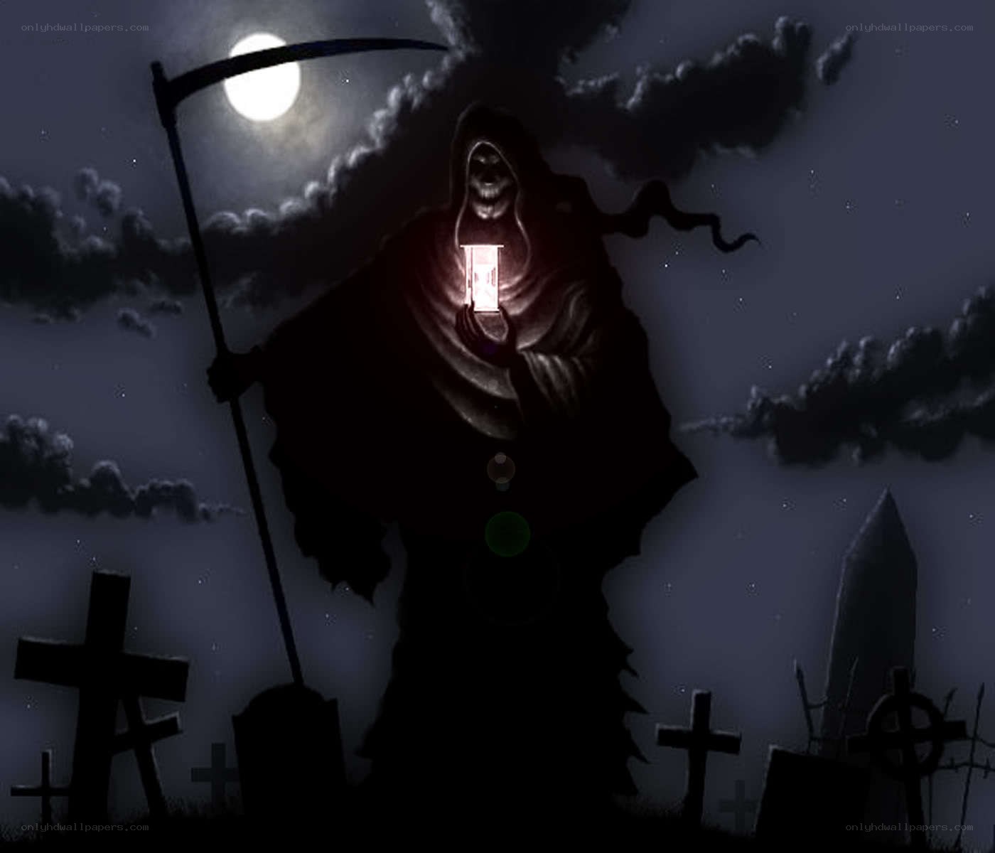 Grim Reaper in cemetery