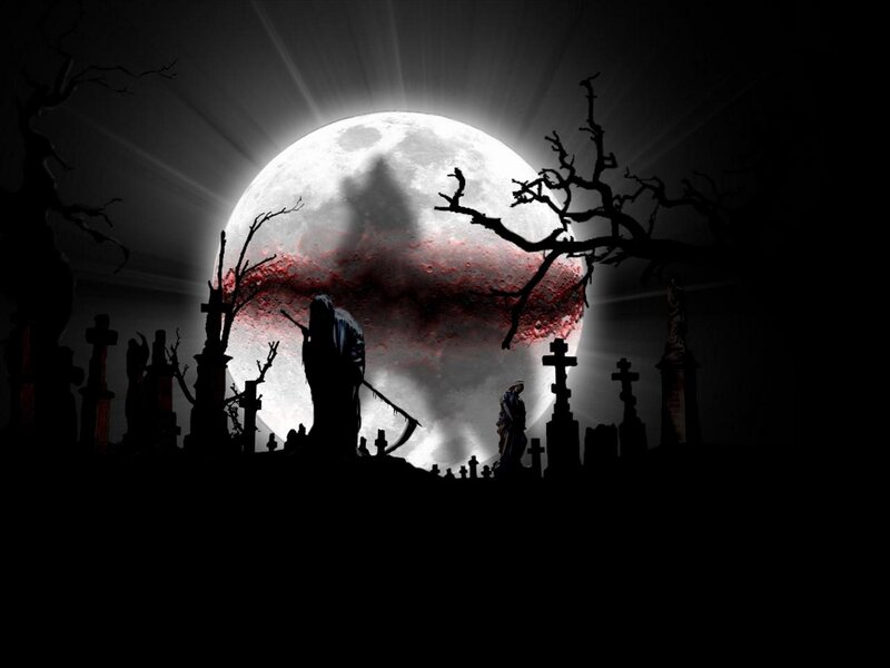 Grim Reaper in Cemetery — Black, Dark, Night