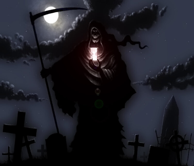 Grim Reaper in Cemetery — Black