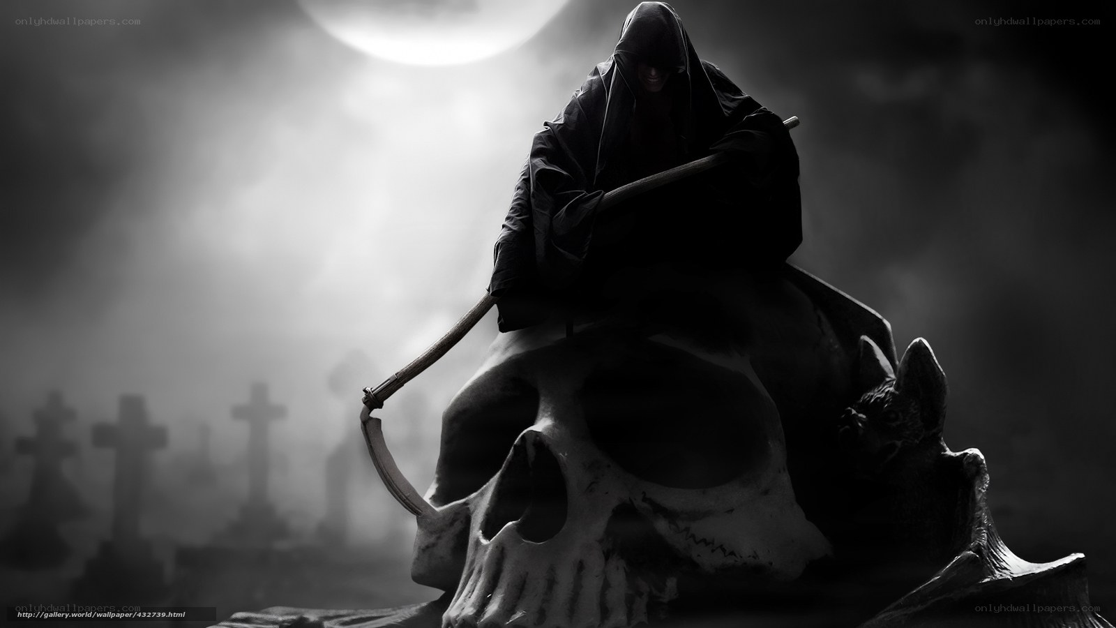 Grim reaper in cemetery