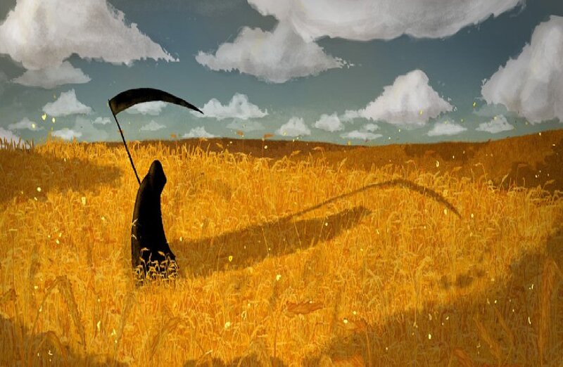 Grim Reaper in Field — Yellow