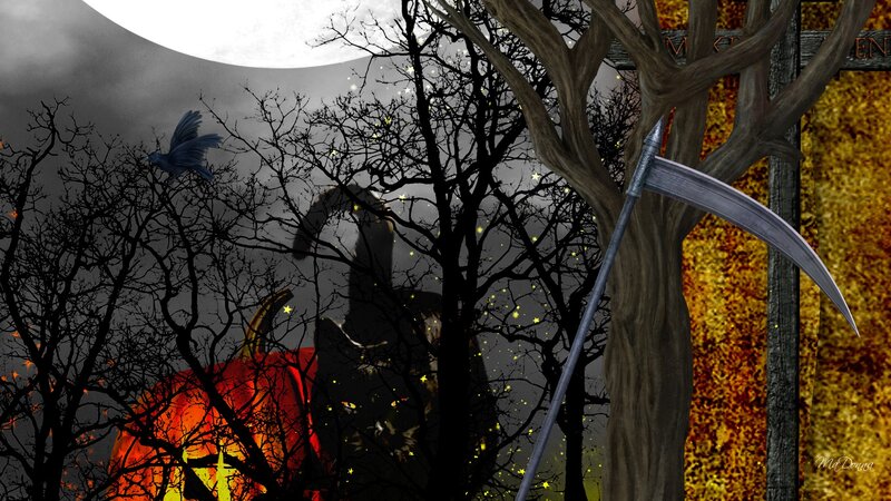 Grim Reaper in Forest — Black, Dark
