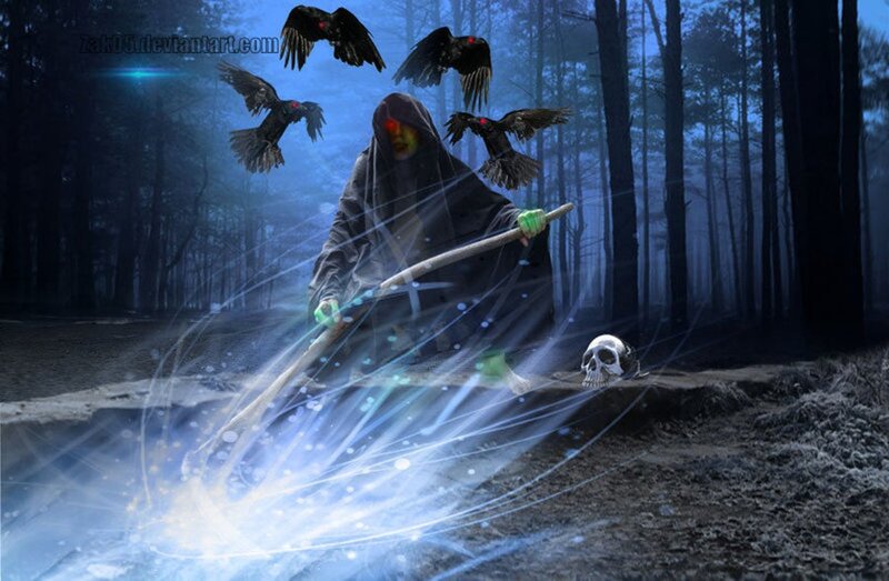 Grim Reaper in Forest — Blue