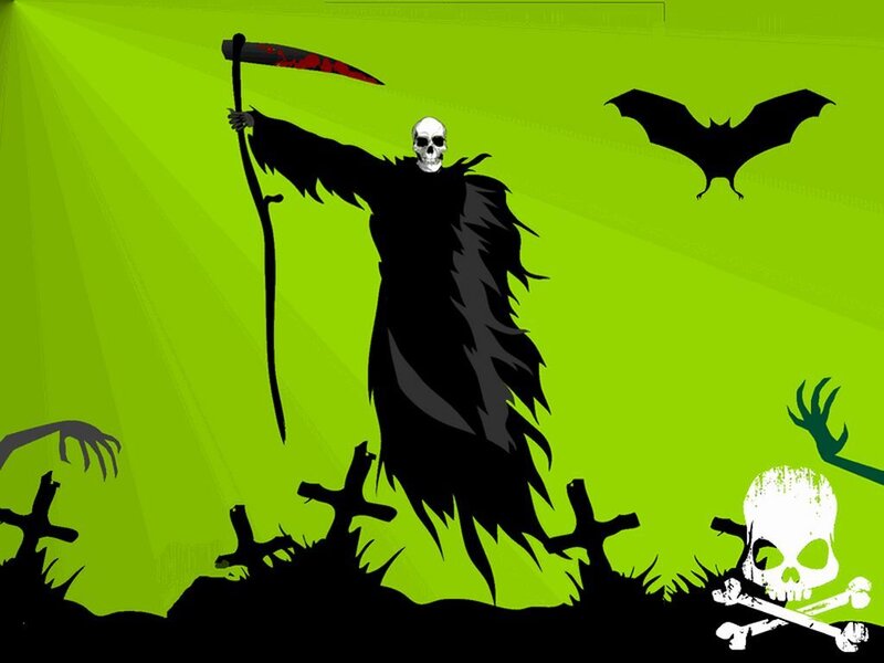 Grim Reaper in Graveyard — Green