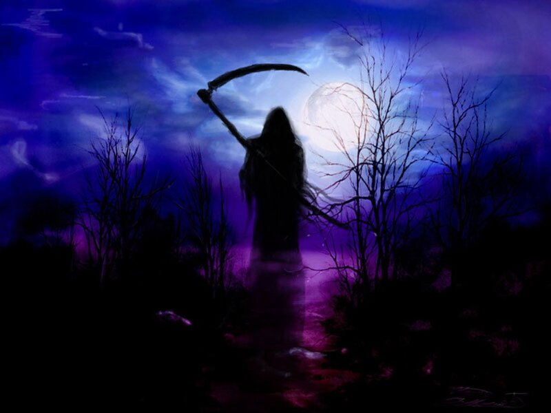 Grim Reaper in Moonlit Forest