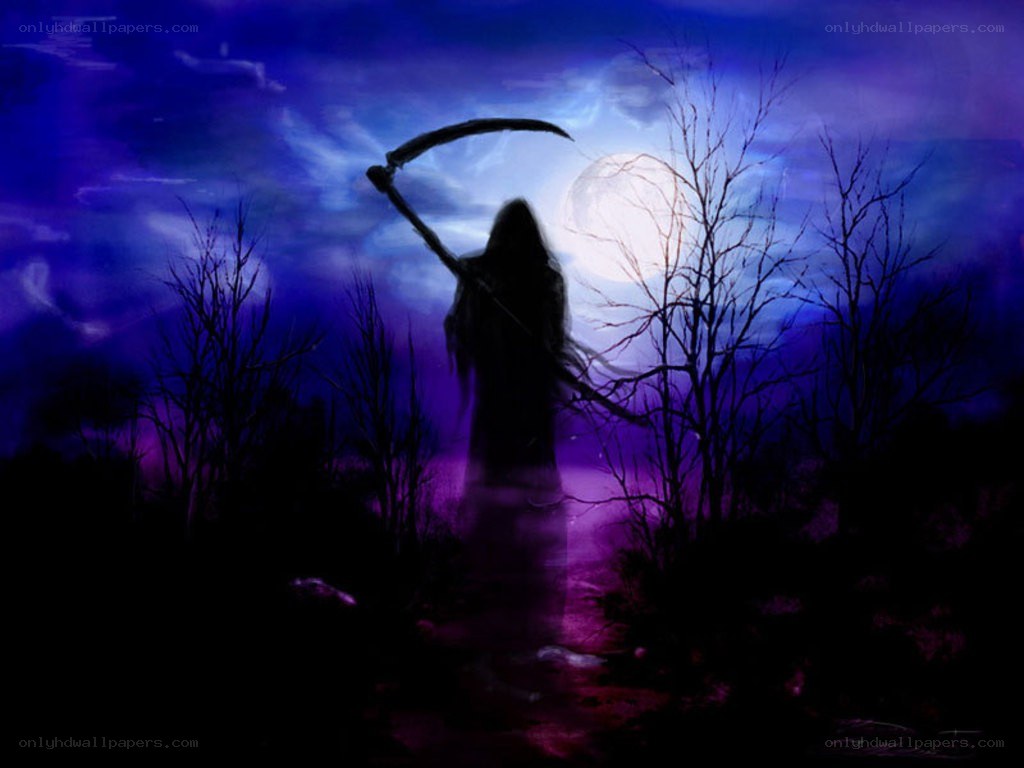 Grim Reaper in Moonlit Forest