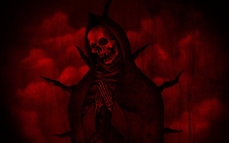 grim reaper in red mist