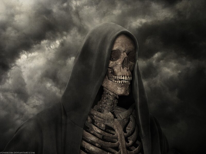 Grim Reaper in stormy sky