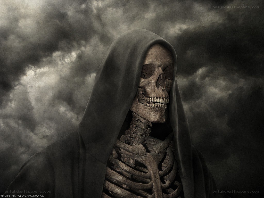 Grim Reaper in stormy sky