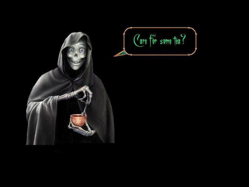grim reaper offering tea