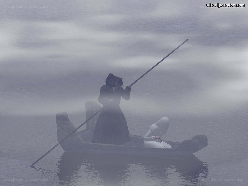 Grim reaper on a boat