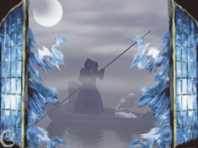 Grim reaper on a boat