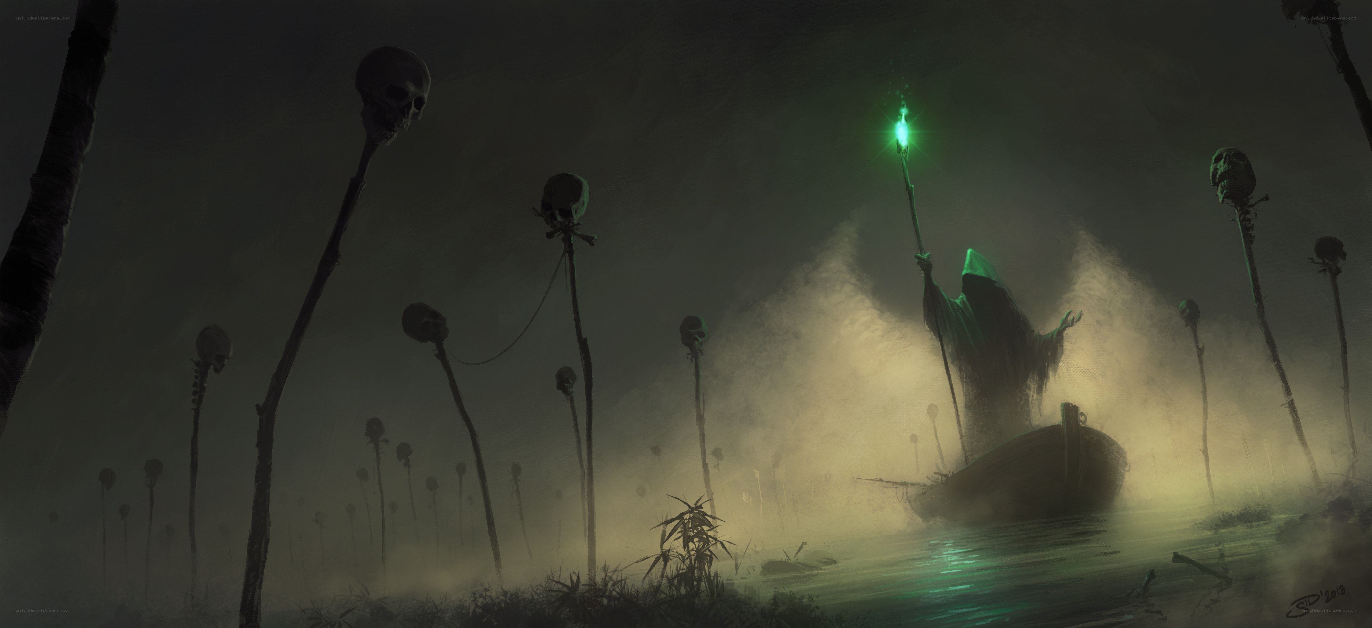 Grim reaper on a boat