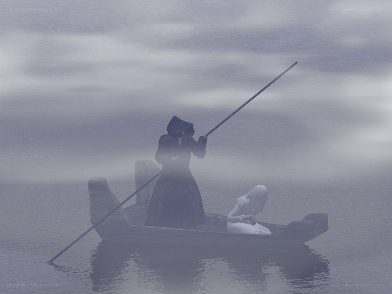 Grim reaper on a boat