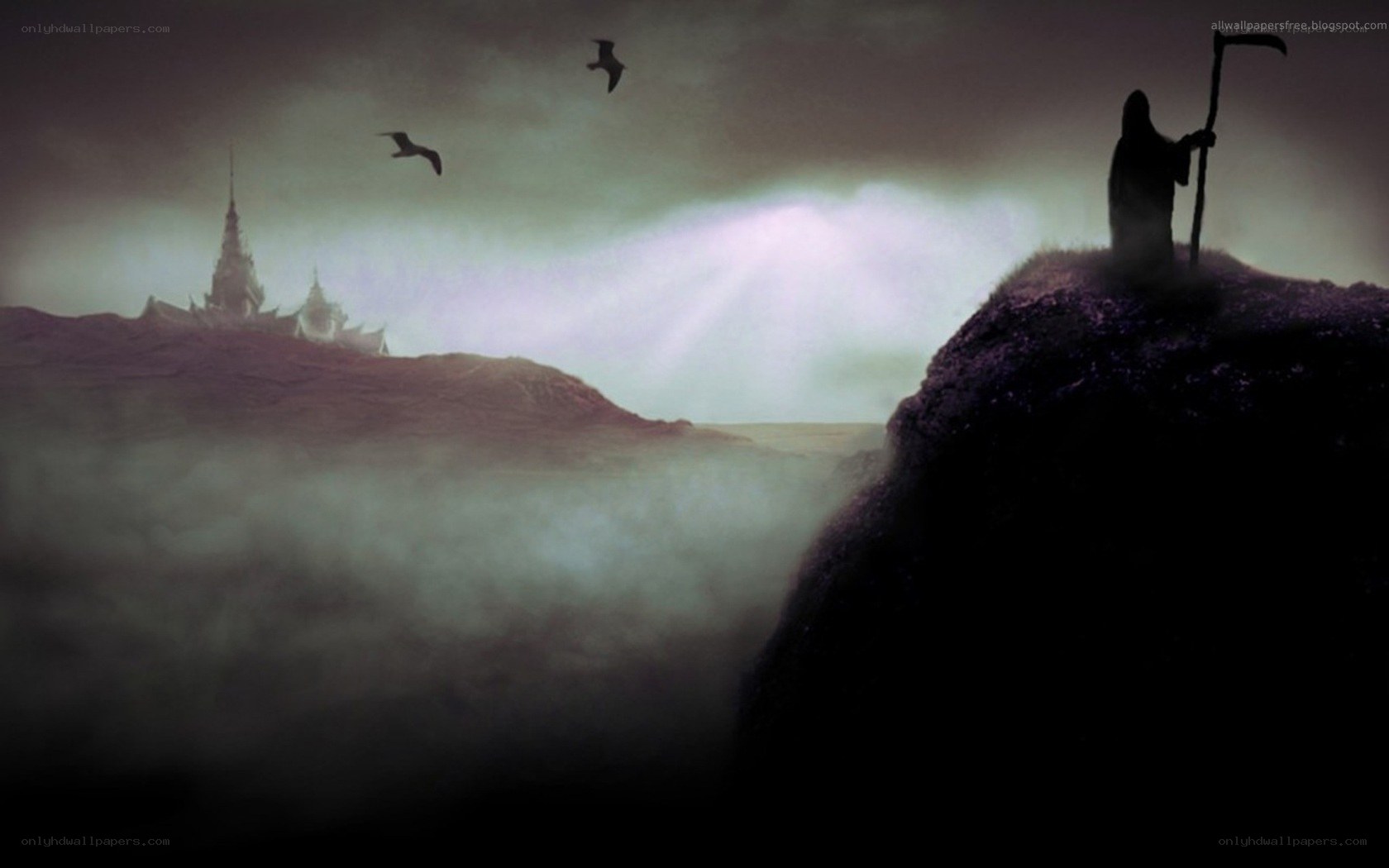 Grim reaper on a cliff