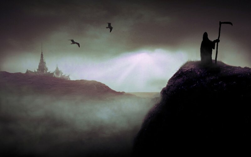 Grim Reaper on a cliff