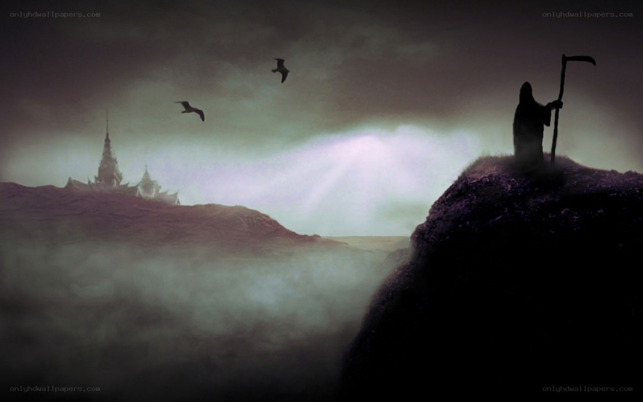 Grim Reaper on a cliff