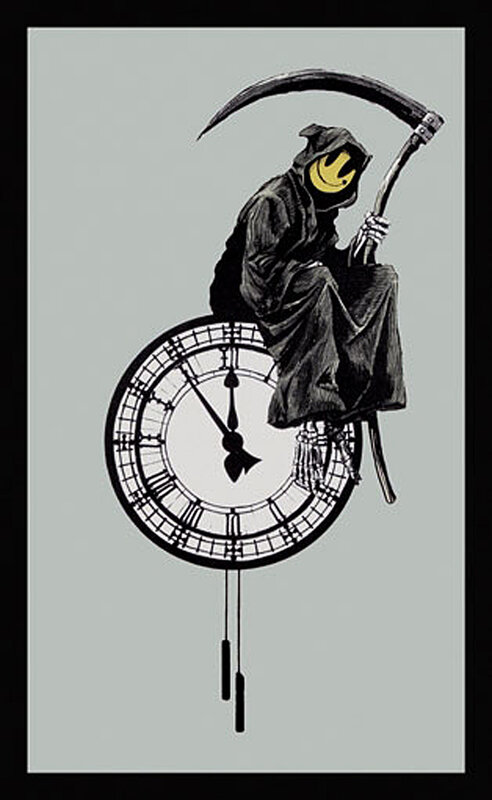Grim Reaper on Clock — Black