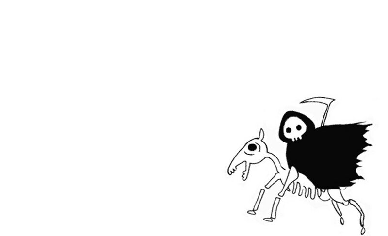 Grim Reaper on Horse — Black, Dark, Illustration