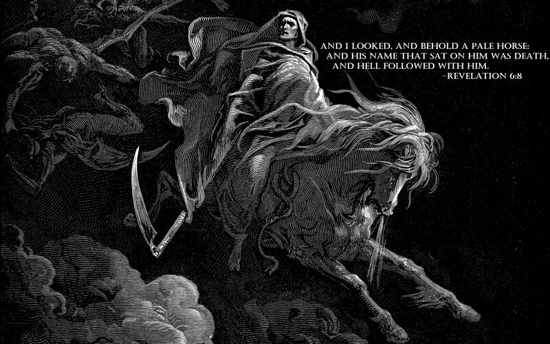 Grim Reaper on Horse — Black, Dramatic, Night