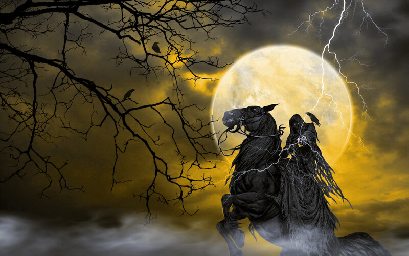 Grim Reaper on Horse — Black, Dramatic