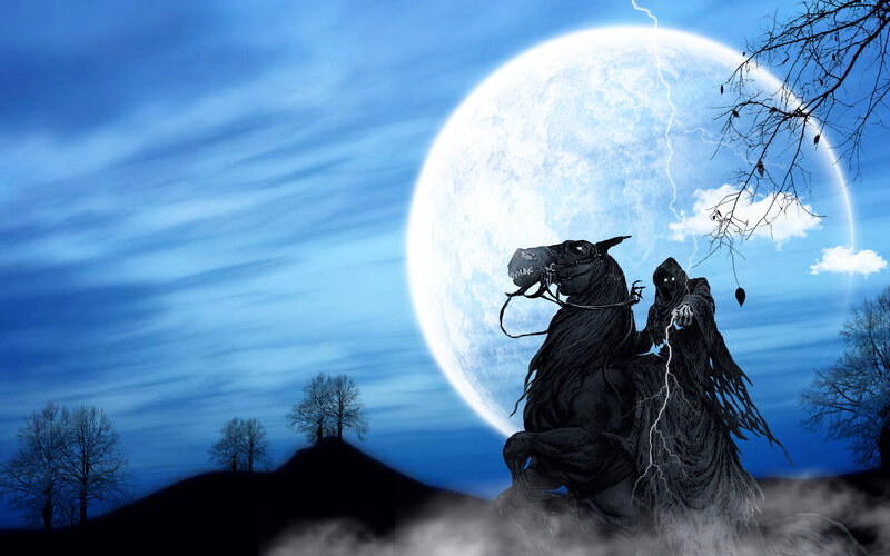 Grim Reaper on Horse — Blue, Dramatic