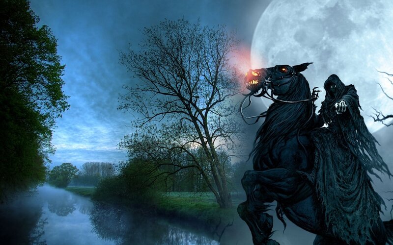 Grim Reaper on Horse — Blue