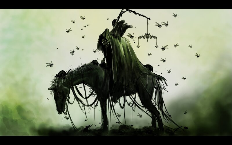 Grim Reaper on Horse — Green, Dark