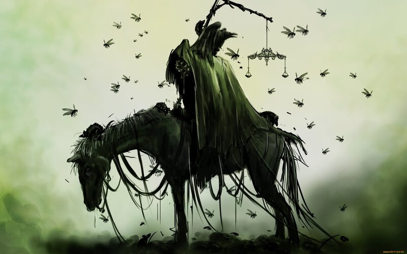 Grim Reaper on Horse — Green