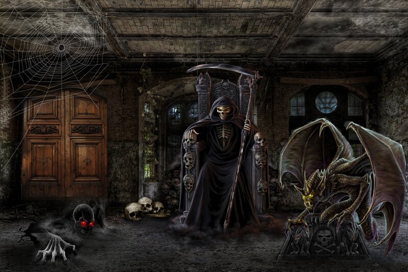 Grim Reaper on Throne — Black