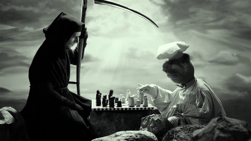 Grim Reaper Playing Chess — Black, Dramatic