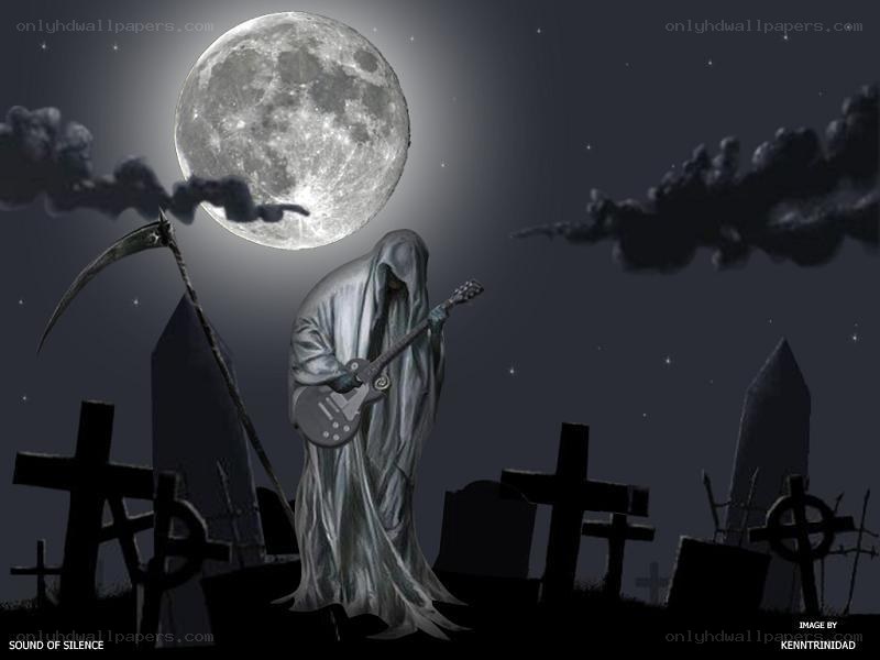 Grim reaper playing guitar