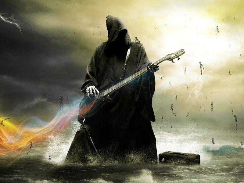Grim Reaper Playing Guitar — Black, Dramatic